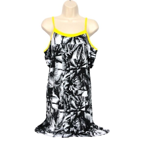 Fabletics Tina Mini Dress Small Black White Palms - Picture 1 of 7